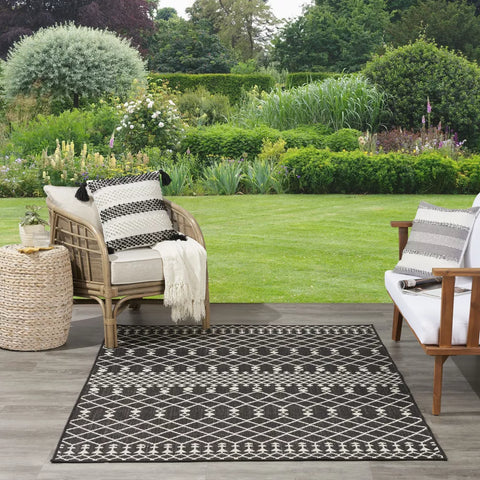 Nourison Black & White Positano Moroccan Trellis Flatweave Outdoor Rug | Nourison In Lebanon
