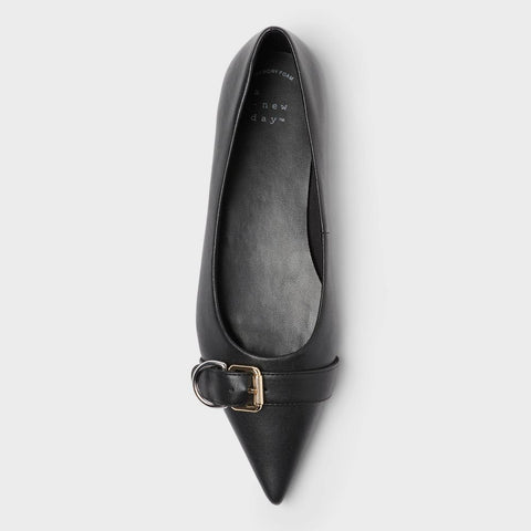 A New Day Women's Black Valentina Pointed Toe Buckle Ballet Flats|A New Day In Lebanon