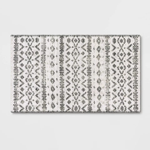 Threshold Black & Off White Washable Luna Aztec Diamond Printed Rug | Threshold In Lebanon