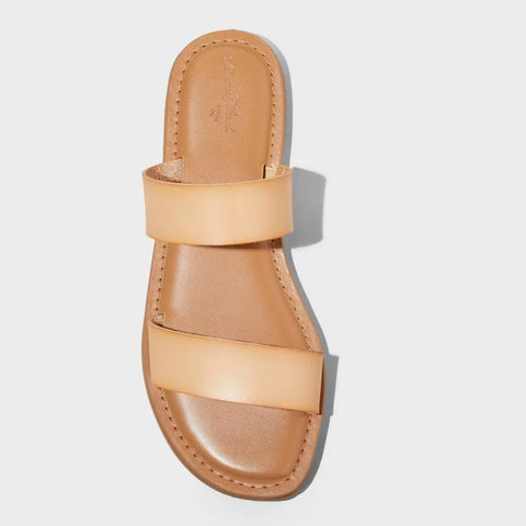 Universal Thread Women's Tan Freya Two Band Slide Sandals | Universal Thread In Lebanon