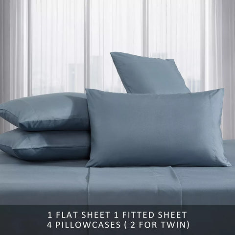 Kenneth Cole New York Queen Denim Blue Brushed Microfiber 6 pcs Bed Sheet Sets | Kenneth Cole In Lebanon