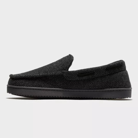 Dluxe By Dearfoams Men's Black Herringbone Moc Slippers |Dluxe By Dearfoams In Lebanon