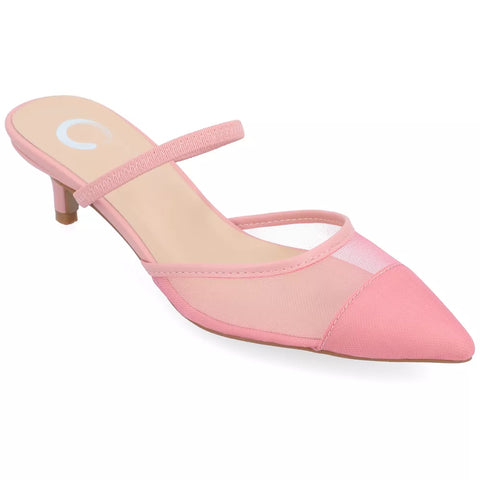 Journee Collection Women's Pink Allana Slip On Kitten Mule Pump Heels | Journee Collection In Lebanon