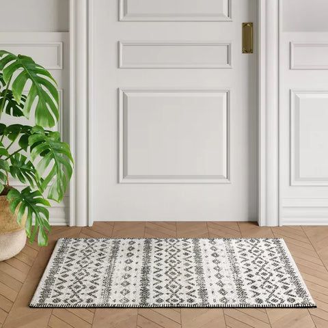 Threshold Black & Off White Washable Luna Aztec Diamond Printed Rug | Threshold In Lebanon