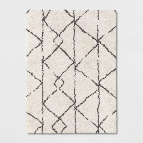 Threshold White & Black Geometric Design Woven Rug | Threshold In Lebanon