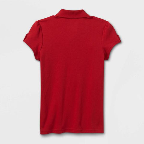 Cat & Jack Girl's Red Short Sleeves Interlock Uniform Polo Neck T-Shirt | Cat & Jack In Lebanon