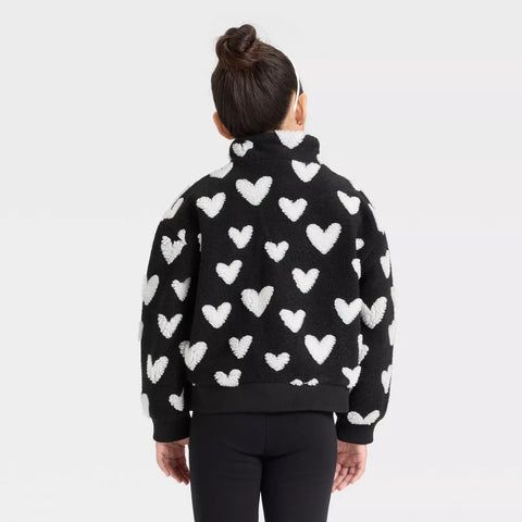 Cat & Jack Girl's Black Heart Jacquard Cozy Fleece Jacket | Cat & Jack In Lebanon
