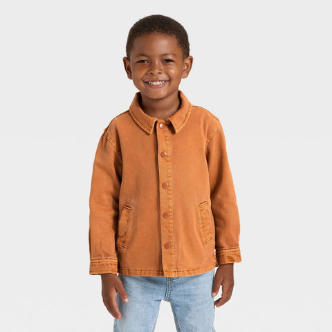 Cat & Jack Baby Boy's Brown  Twill Snap Front Jacket |Cat & Jack in Lebanon