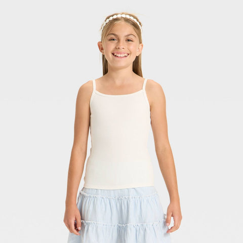 Cat & Jack Girl's White Fitted Ribbed Tank Top | Cat & Jack In Lebanon