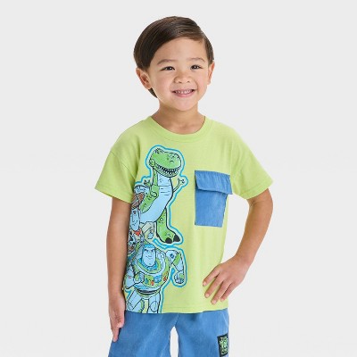 Disney Baby Boy's Green 2pc Toy Story Woody Buzz Lightyear Rex Pocket T-Shirt & Brushed Active Shorts Set  | Disney  in Lebanon