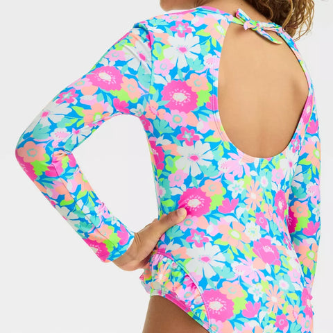 Cat & Jack Girl's Floral Printed One Piece Rash Guard Swimsuit | Cat & Jack In Lebanon