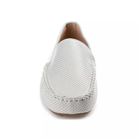 Journee Collection Women's White Halsey Comfort Insole Slip On Round Toe Loafer Flats |Journee Collection In Lebanon
