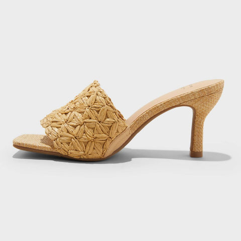 A New Day Women's Beige Ayla Raffia Slide Heels |A New Day In Lebanon
