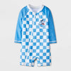 Disney Baby Boy's Blue Mickey Mouse Surfing Full Zip Long Sleeve Rash Guard Swimsuits | Disney In Lebanon