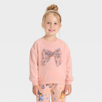 Bluey Girl's Peach Front Bow Sweatshirt | Bluey In Lebanon