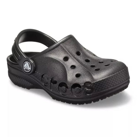 Black clog shoe on a white background