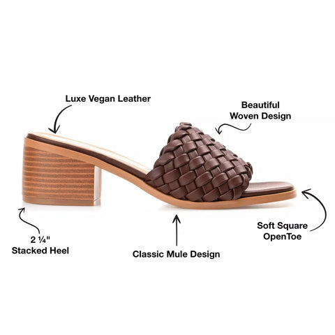 Journee Collection Women's Brown Fylicia Open Toe Mid Stacked Heel Pumps Sandals | Journee Collection In Lebanon