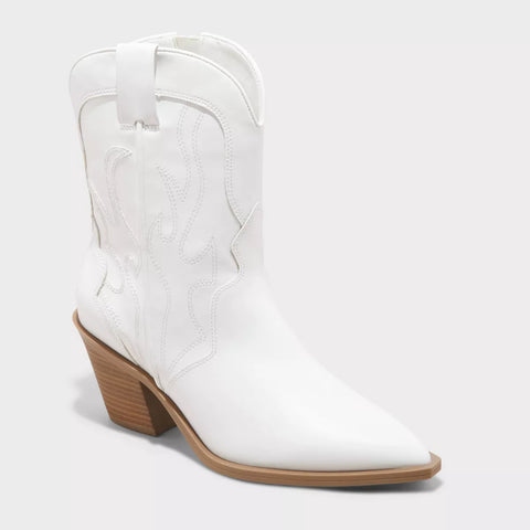 Universal Thread Women's White Jacey Western Ankle Boots |Universal Thread In Lebanon