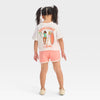 Barbie Girl's White & Coral Surf Short Sleeve T-Shirt And Shorts Set 2 Pieces | Barbie In Lebanon