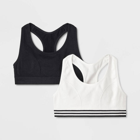 Cat & Jack Girl's Black & White Pack Of 2 Sports Bra | Cat & Jack In Lebanon