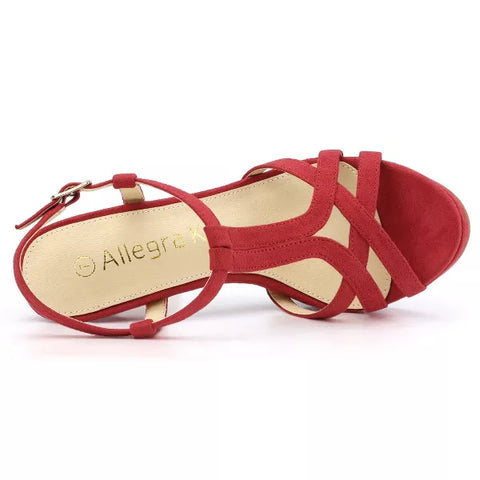 Allegra K Women's Red T Strap Open Toe Platform Stiletto Heel Sandals | Allegra K In Lebanon