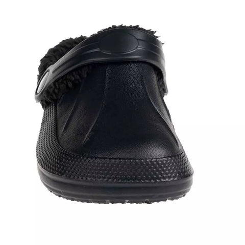 Foamwalk Boy's Black  Furry Little Solid Clog Slipper | Foamwalk In Lebanon