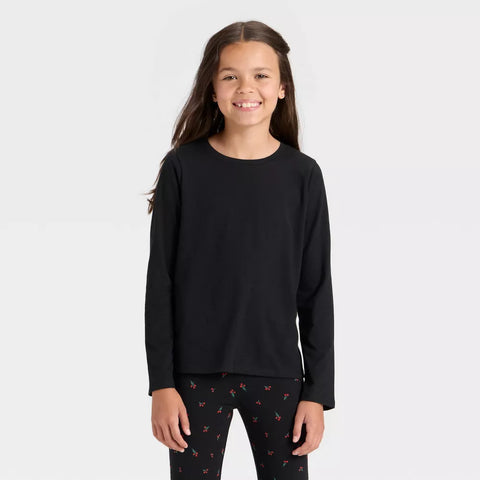 Cat & Jack Girl's Black Long Sleeve T-Shirt | Cat & Jack In Lebanon