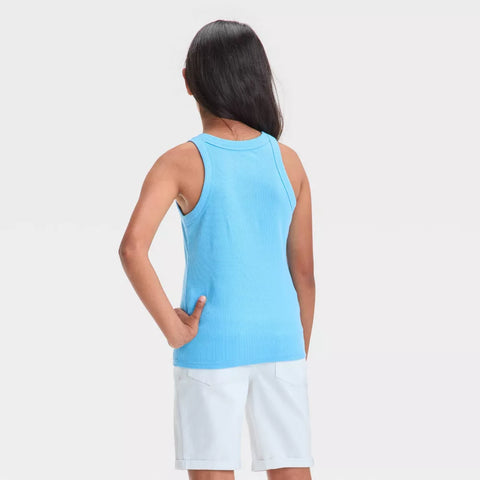 Cat & Jack Girl's Sky Blue Fitted Slim Ribbed Tank Top | Cat & Jack In Lebanon