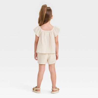 Cat & Jack Baby Girl's Beige 2pc Floral Top & Shorts Set |Cat & Jack in Lebanon