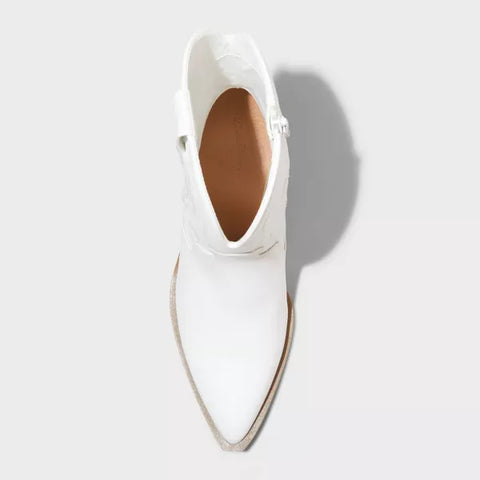 Universal Thread Women's White Jacey Western Ankle Boots |Universal Thread In Lebanon