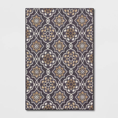 Threshold Charcoal Gray With Multicolor Prints Rug 1.2x1.6m ( 4FTx5FT 6 IN) | Threshold In Lebanon