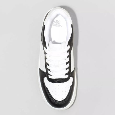 Wild Fable Women's White & Black Women's Lola Lace-Up Sneakers | Wild Fable In Lebanon
