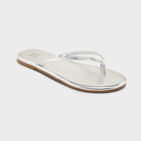 Shade & Shore Women's Silver Cali Flip Flop Slippers | Shade & Shore In Lebanon