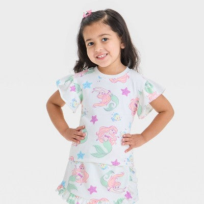 Disney Girl's White 2pcs Ariel The Little Mermaid Top & Skort Set | Disney In Lebanon