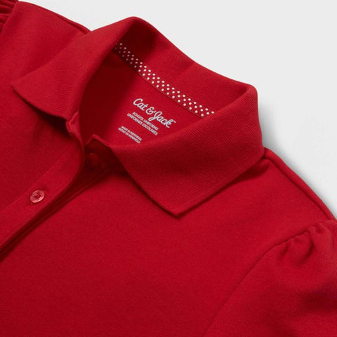 Cat & Jack Girl's Red Short Sleeves Interlock Uniform Polo Neck T-Shirt | Cat & Jack In Lebanon