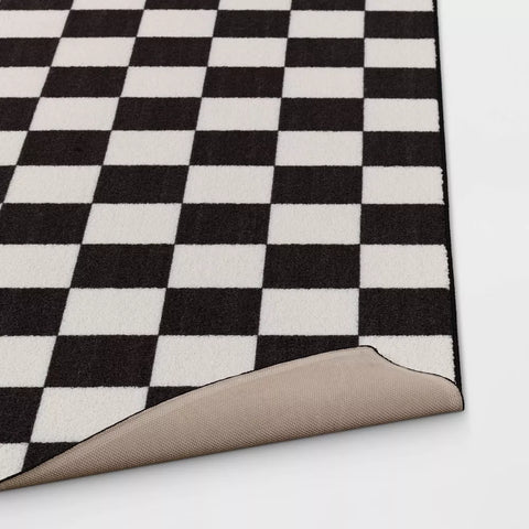 Room Essentials Charcoal & Ivory Washable Small Checker Accent Rug- 121.9CMx167.6CM | Room Essentials In Lebanon