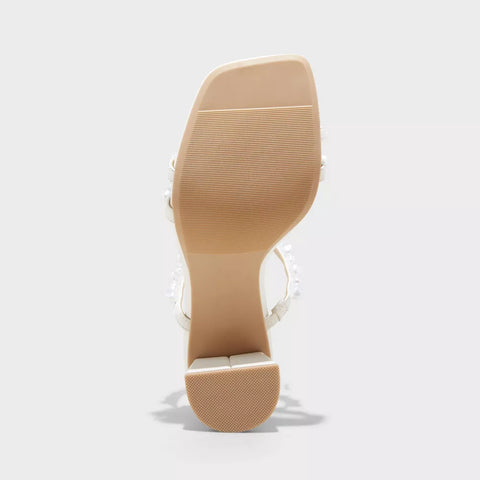 A New Day Women's White Stacy Mule Heeled Sandals | A New Day In Lebanon