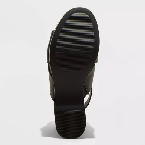 Universal Thread Women's Black Naomi Wood Wedge Heeled Sandals | Universal Thread In Lebanon