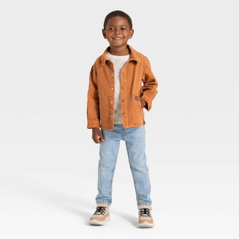Cat & Jack Baby Boy's Brown  Twill Snap Front Jacket |Cat & Jack in Lebanon