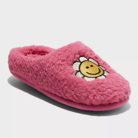Dluxe By Dearfoams Women's Fuchsia Smiley Slide Slippers |Dluxe By Dearfoams In Lebanon