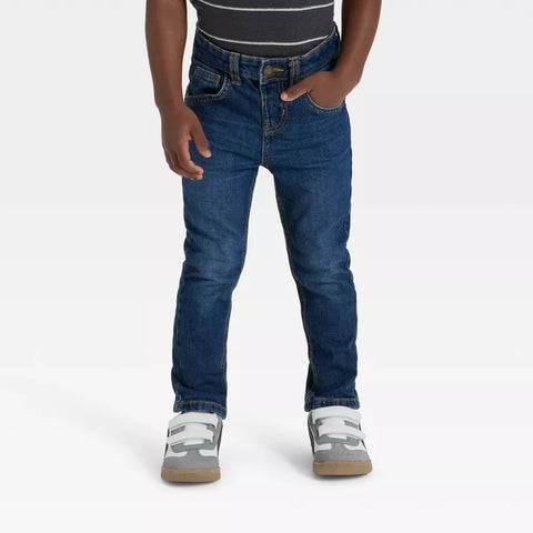 Cat & Jack Baby Boy's Dark Wash Button Front Slim Fit Denim Pants | Cat & Jack In Lebanon