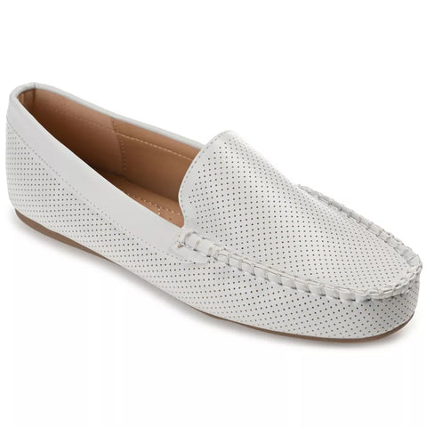 Journee Collection Women's White Halsey Comfort Insole Slip On Round Toe Loafer Flats |Journee Collection In Lebanon