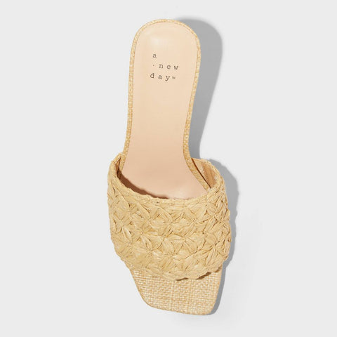 A New Day Women's Beige Ayla Raffia Slide Heels |A New Day In Lebanon