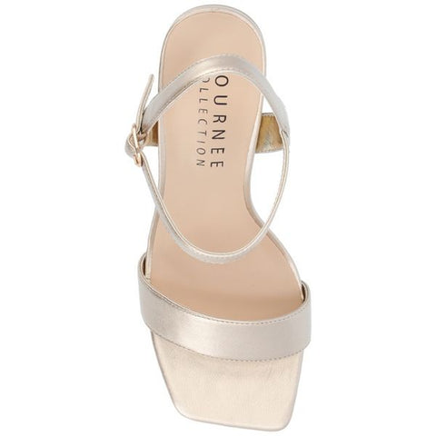 Journee Collection Women's Gold Tivona Mid Heel Ankle Strap Sandals| Journee Collection in Lebanon