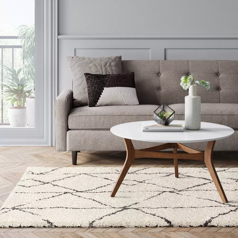 Threshold White & Black Geometric Design Woven Rug | Threshold In Lebanon