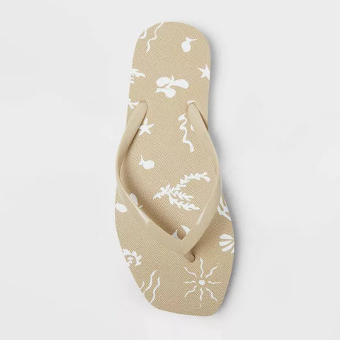 Shade & Shore Women's Beige Palmer Square Toe Palm Flip Flop Slipper | Shade & Shore In Lebanon