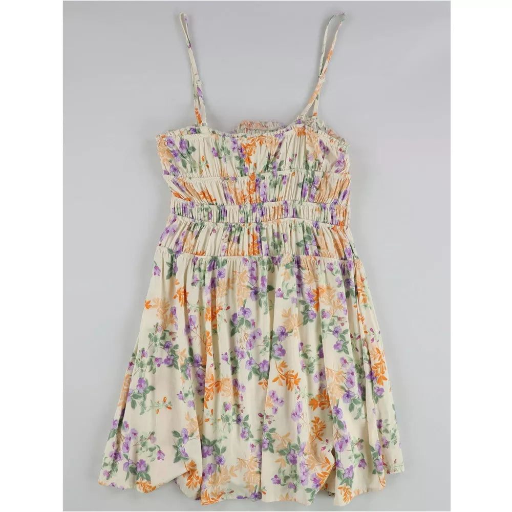 Hippie Rose Women's Bone Floral Smocked Button-Front Dress | Hippie Rose In Lebanon