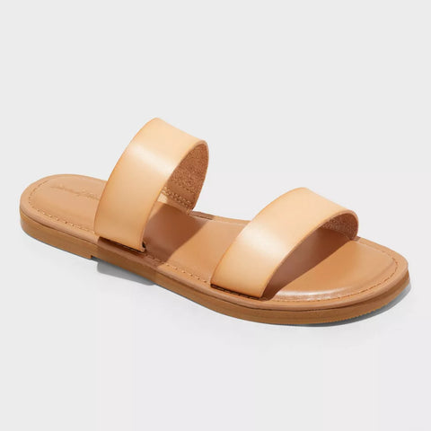 Universal Thread Women's Tan Freya Two Band Slide Sandals | Universal Thread In Lebanon