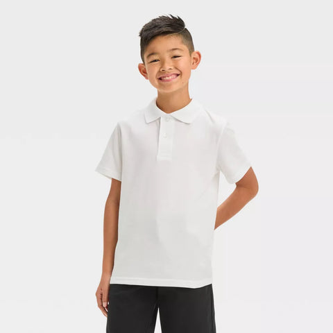 Cat & Jack Boy's White Short Sleeve Jersey Uniform Polo T-Shirt | Cat & Jack In Lebanon
