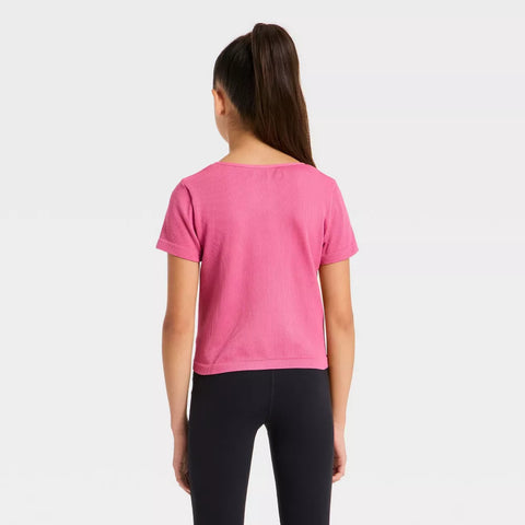All In Motion Girl's Pink Seamless Crop T-Shirt | All In Motion In Lebanon